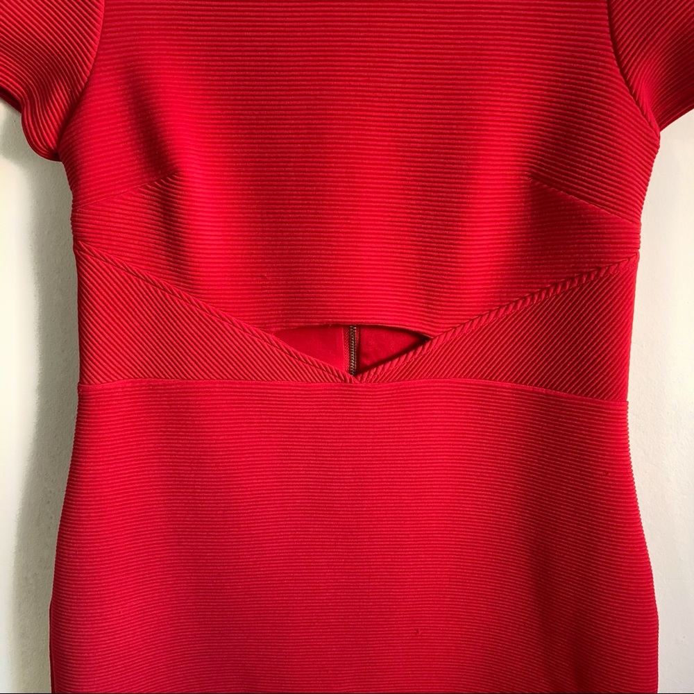 Express Red Ribbed Mini Dress - Picture 2 of 5